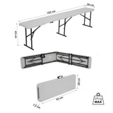 NILS CAMP Klappbank 180 cm Weiß für Garten Camping Events faltbare Sitzbank Outdoor