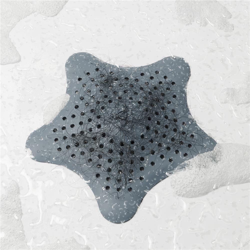 Umbra Starfish Abfluss Haarfänger mit Saugnäpfen, Silikon Abflusssieb, in Schieferblau