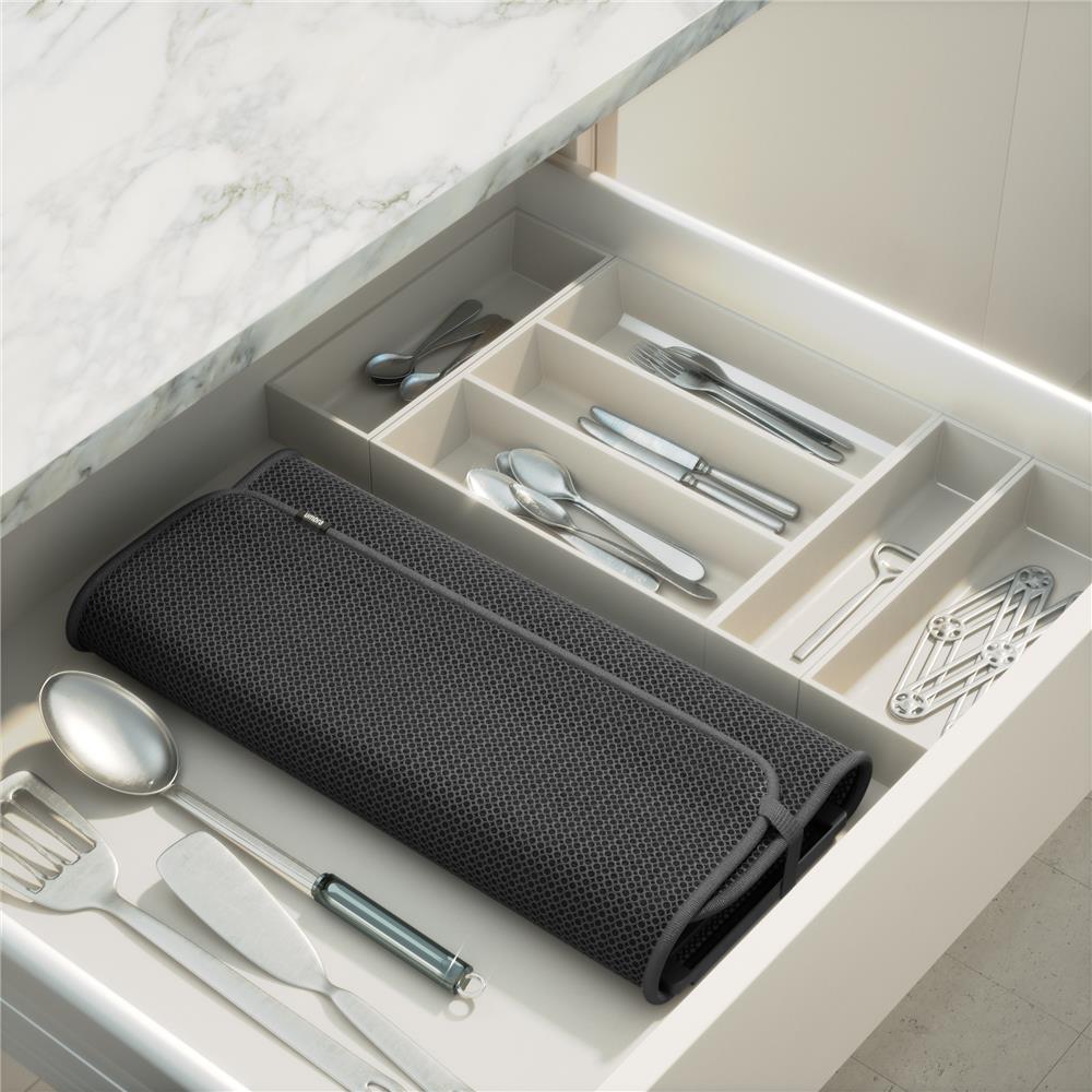 Umbra Udry Geschirr Abtropfgestell und Mikrofaser Abtropfmatte, Faltbar, Platzsparend, 61 x 45 cm, in Anthrazit
