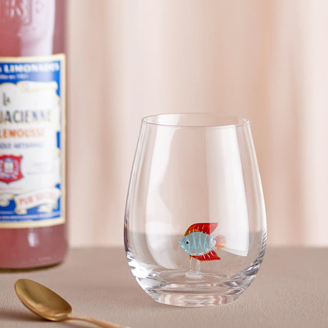 Bloomingville Misa Trinkglas, 560 ml, aus Glas mit Fischfigur im Inneren