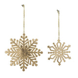 Bloomingville Kanja Weihnachtsanhänger Gold Metall 2er Set Schneeflocke