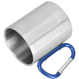 NILS CAMP Campingbecher Edelstahl 300 ml Blau - doppelwandiger Outdoor Becher mit Karabiner für Camping