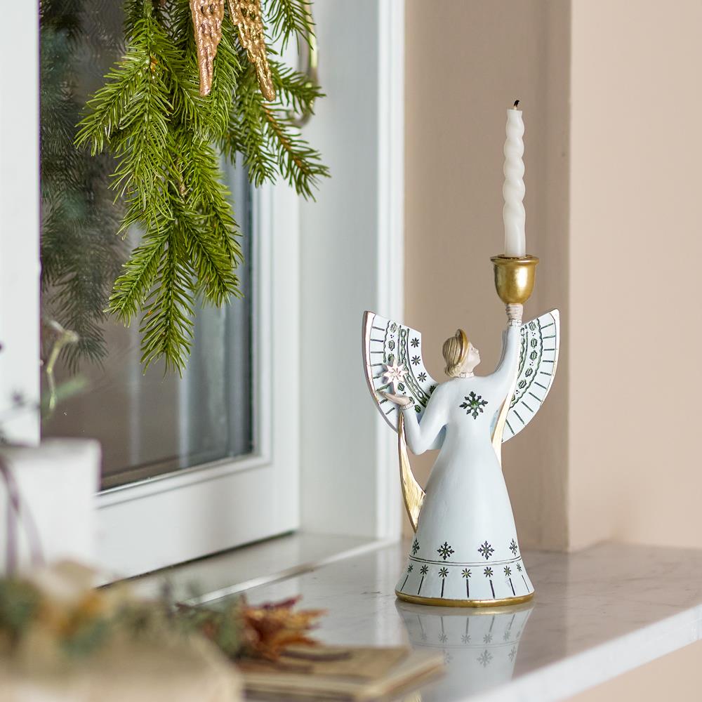 Bloomingville Evangeline Kerzenhalter, Weiß, Engel Kerzenständer Weihnachten