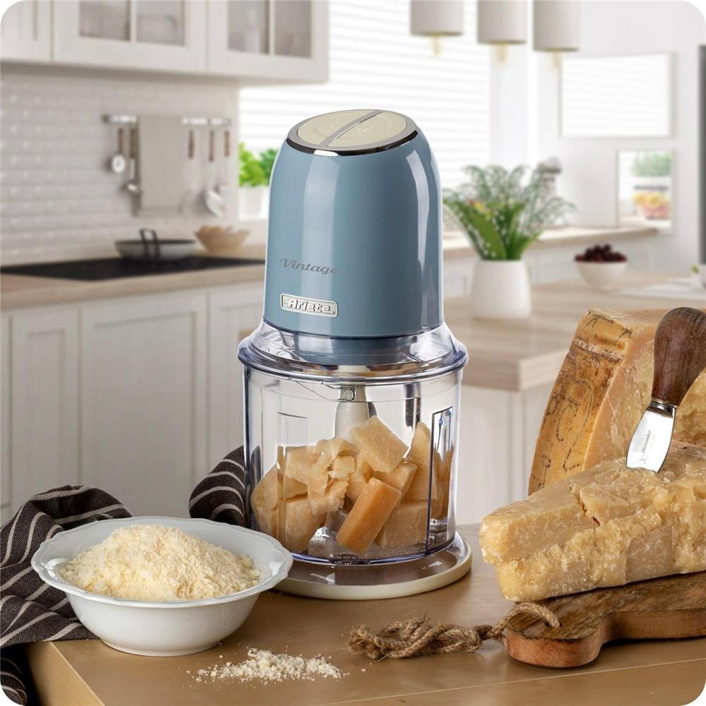 Ariete Vintage Zerkleinerer, Blau, Elektrischer Multizerkleinerer, 600ml, Retro Ice-Crusher