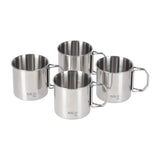 NILS CAMP Edelstahl Campingbecher Set 300 ml - 4 leichte Outdoor Becher mit Klappgriff