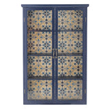 Bloomingville Hazem Kabinett blau aus Tannenholz – mediterraner Wandschrank für Wohnzimmer & Küche