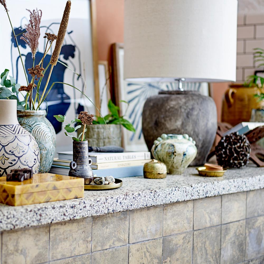 Bloomingville Isabelle Tischlampe Natur Steingut D44xH62 cm – große Keramiklampe