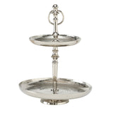 BOLTZE Etagere Fortuna 30cm 2-stöckig Silber mit Griff für Dekoration Elegantes Design