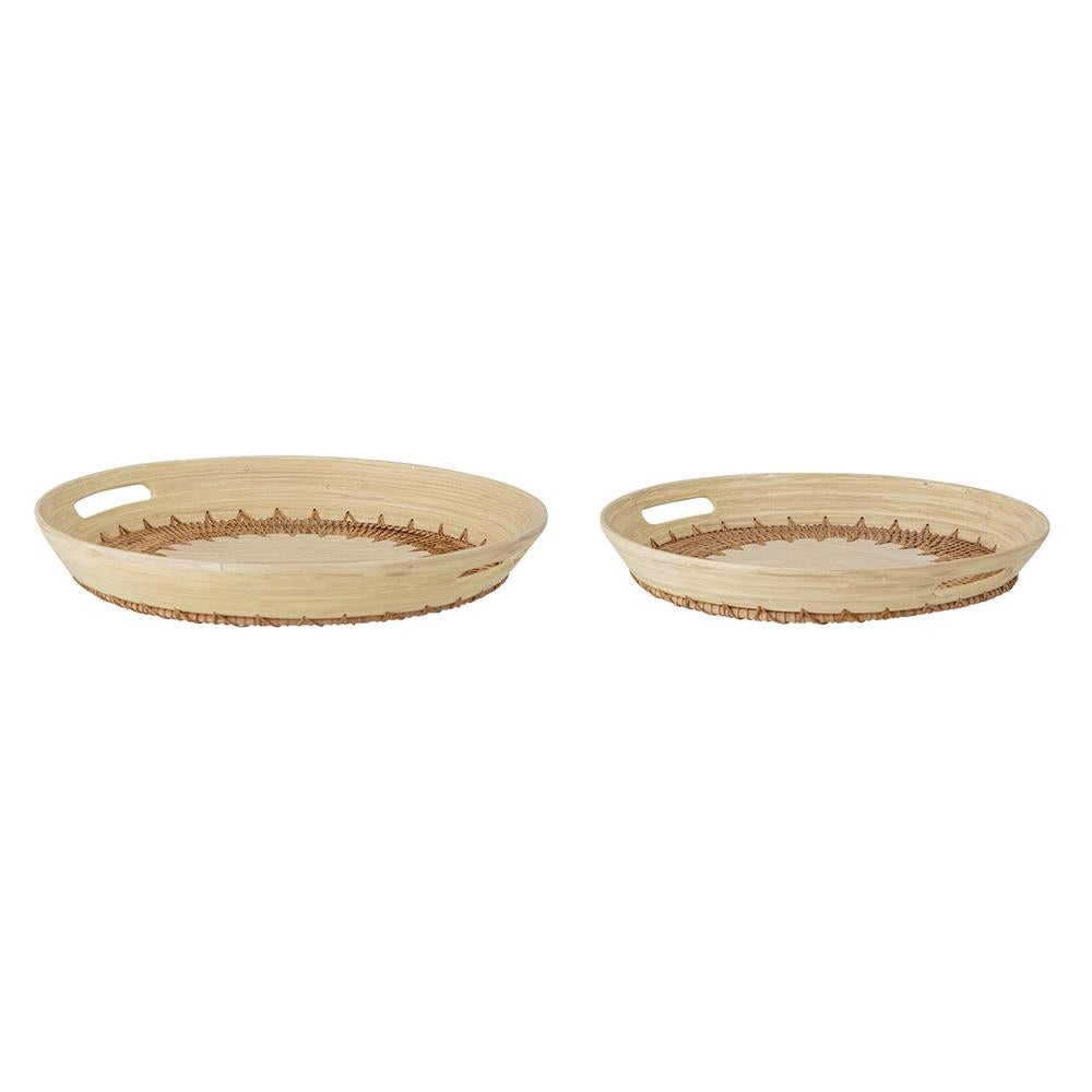 Bloomingville Lany Tablett-Set aus Bambus & Rattan – 2 verschiedene Größen