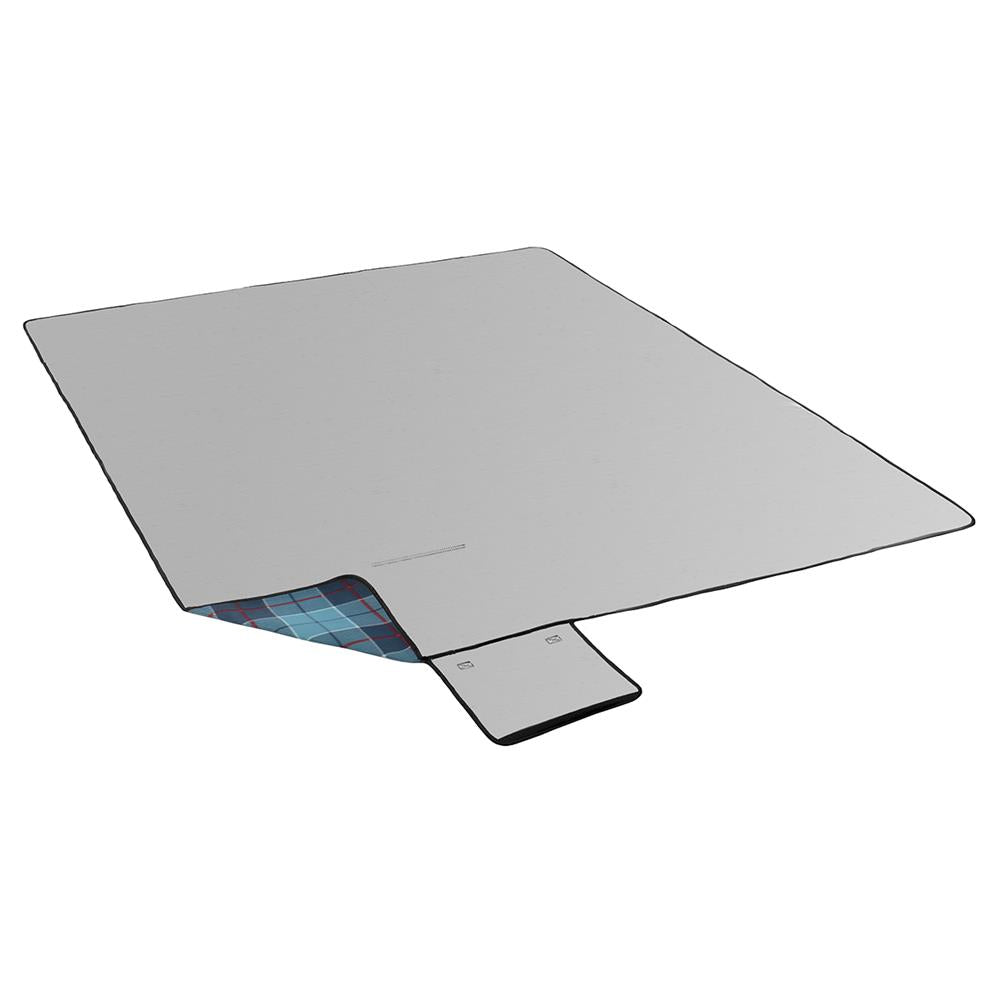 NILS CAMP Picknickdecke Blau karriert 250x200 cm - große Outdoor Decke mit Aluminium für Strand & Garten