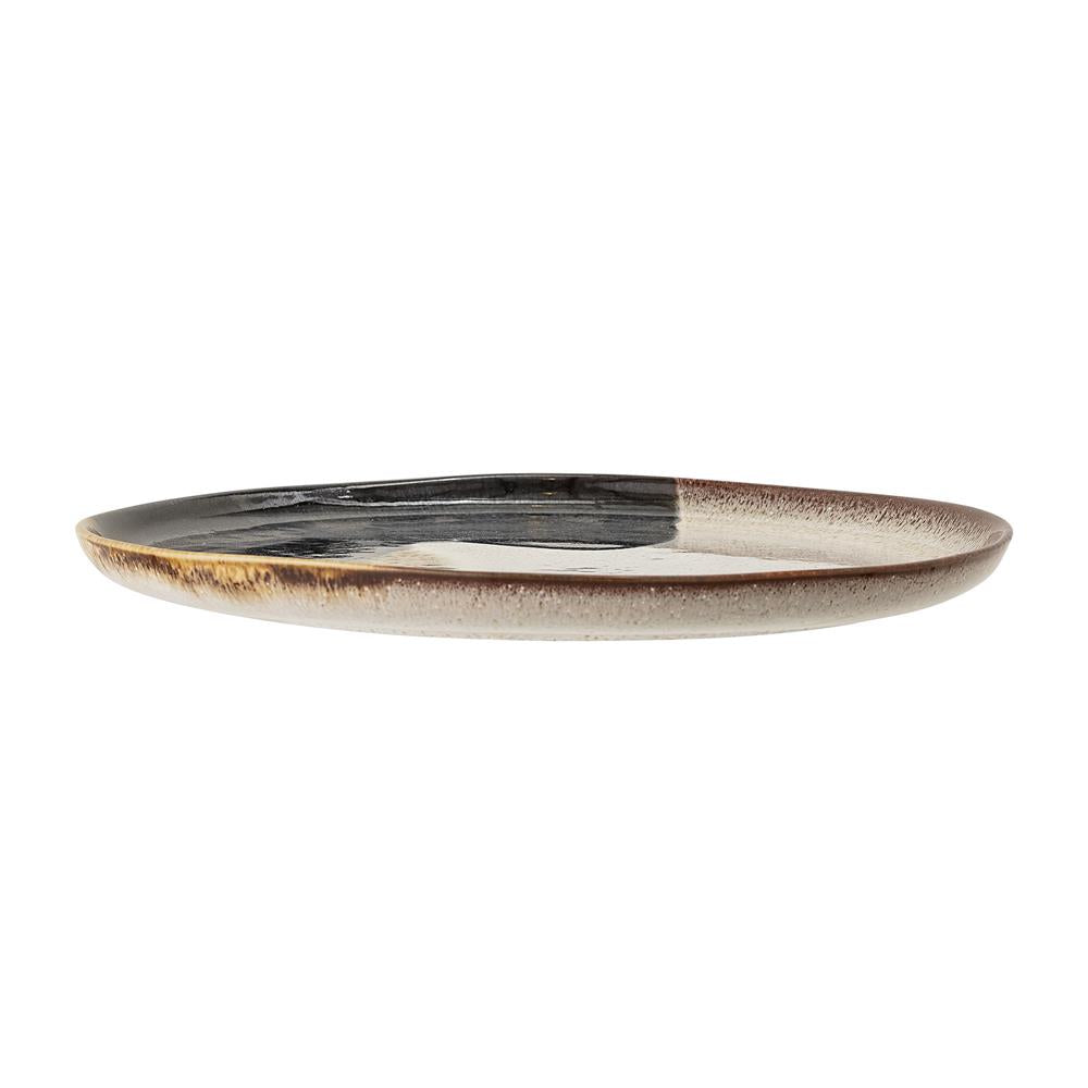 Bloomingville Jules Teller in Beige/Schwarz/Braun 28,5cm aus Steingut im nordisch dänischen Design
