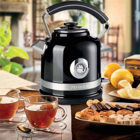 Ariete Moderna Wasserkocher, Schwarz, 1,7L, Edelstahlgehäuse, 2000W, Modernes Design