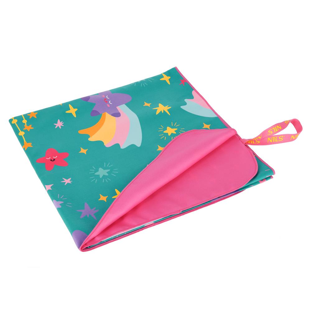 NILS Mikrofaser Kinderhandtuch 160x80 cm Stars - leichtes Handtuch für Camping, Strand & Schule