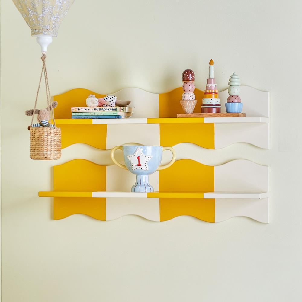 Bloomingville MINI Bubbi Regal Gelb Holz 80cm Wandregal Kinderzimmer