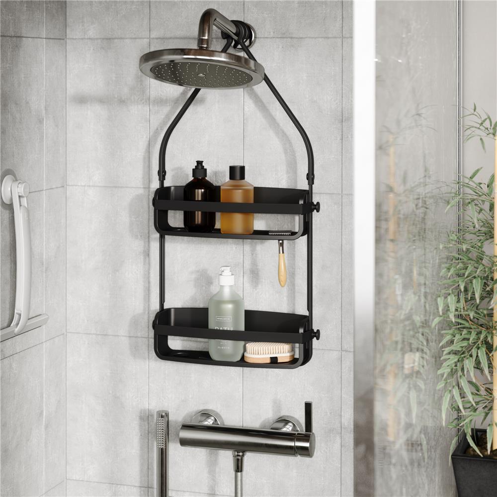 Umbra Flex Duschablage, Duschregal ohne Bohren, Duschcaddy, Duschdiener, in Schwarz
