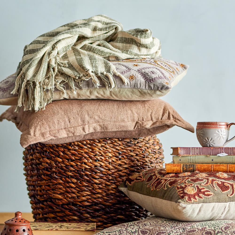 Bloomingville Maisa Kissen Braun 55x55 cm – Baumwolle/Leinen, weich & zeitlos