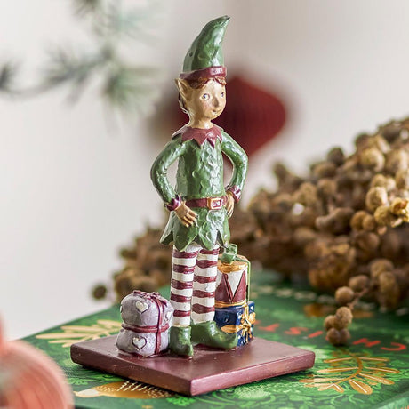 Bloomingville Elion Dekofigur – Weihnachts-Elfe in Grün, aus Polyresin