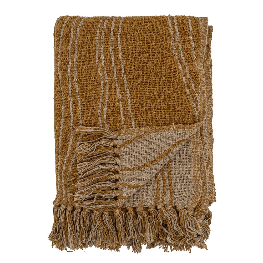 Bloomingville Ginna Decke Braun 160x130 cm – Recycelte Baumwolle mit Wellenmuster