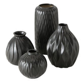 BOLTZE Vase Zalina 4er Set Schwarz Keramik Blumenvasen Dekovasen Skandinavisches Design