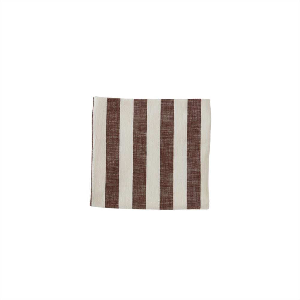 OYOY Tischdecke Bio-Baumwolle 200 x 140 cm Streifen Weiß Choko