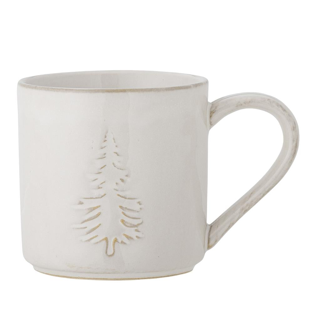 Bloomingville Winter Tasse – mit geprägtem Tannenbaum-Motiv, Weihnachten, dänisches Design