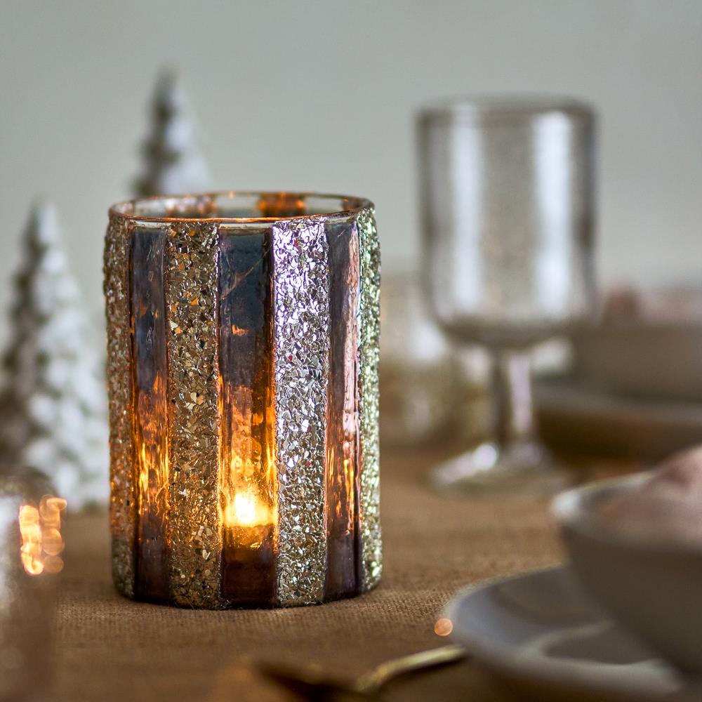 Bloomingville Cicilia Teelichthalter Gold Glas Windlicht 15 cm