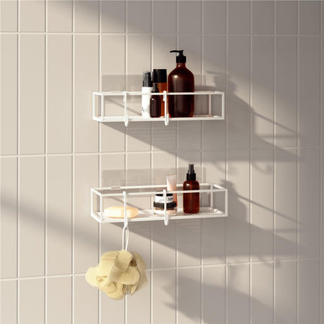 Umbra Cubiko Duschablage, Duschregale ohne Bohren mit Haken, 2er-Set, in Weiß