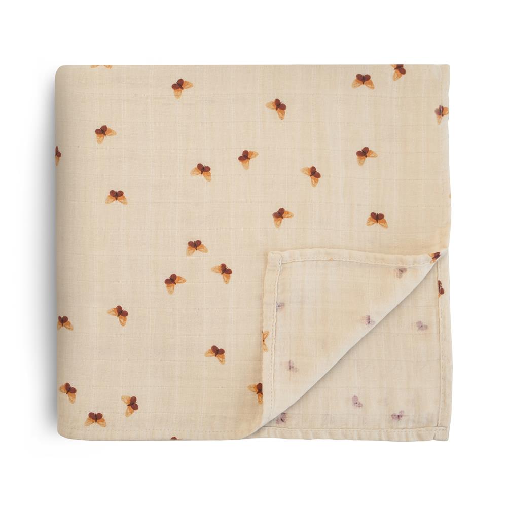 Mushie Musselin-Baby-Wickeldecke, Butterflies, Pucktuch aus 100% Bio-Baumwolle
