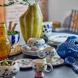 Bloomingville Hiro Gefäß mit Deckel und Löffel 1700 ml blau - Steingut Fischdose für Küche & Deko