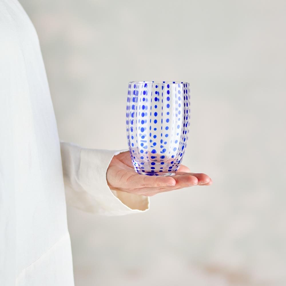 Bloomingville Brinley Trinkglas aus Glas in Blau 350 ml – 4er Set für Küche und Tischdeko