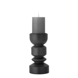Bloomingville Bowen Kerzenhalter, Schwarz, Kiefernholz, 22 cm, skulptural, modern, dekorativ