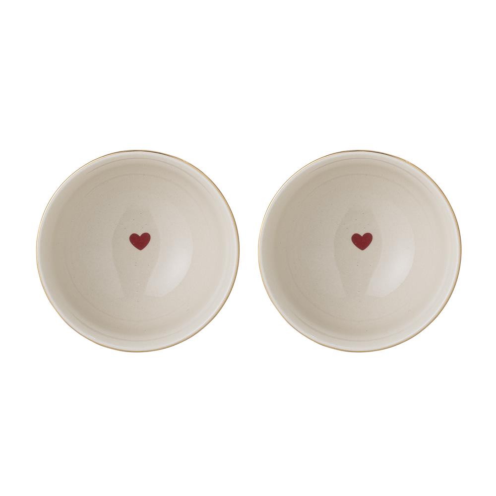 Bloomingville Jolly Schale 2er Set 500ml rot Herzen Müslischüssel Müslischale Bowl Weihnachten X-Mas dänisches Design
