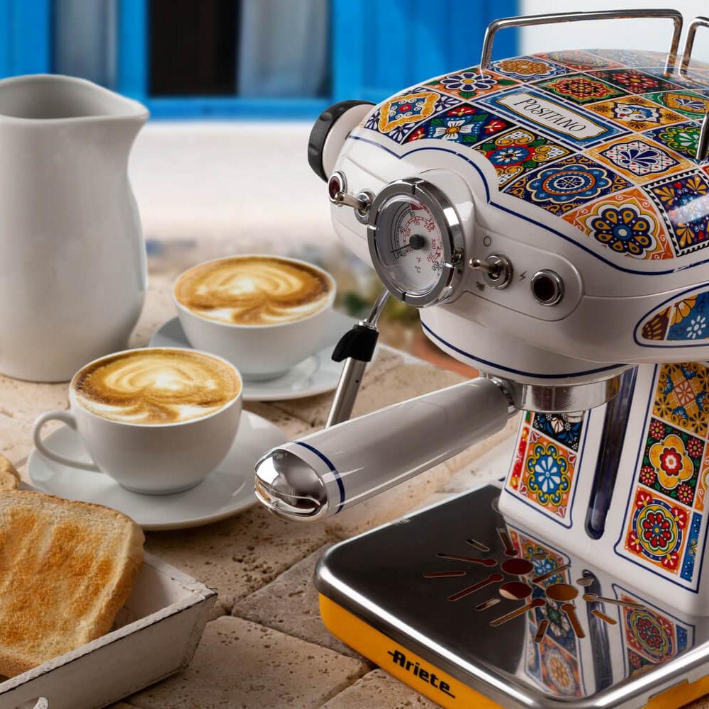 Ariete Positano Espressomaschine, Mediterranes Design, Siebträger Kaffeemaschine, 15 Bar