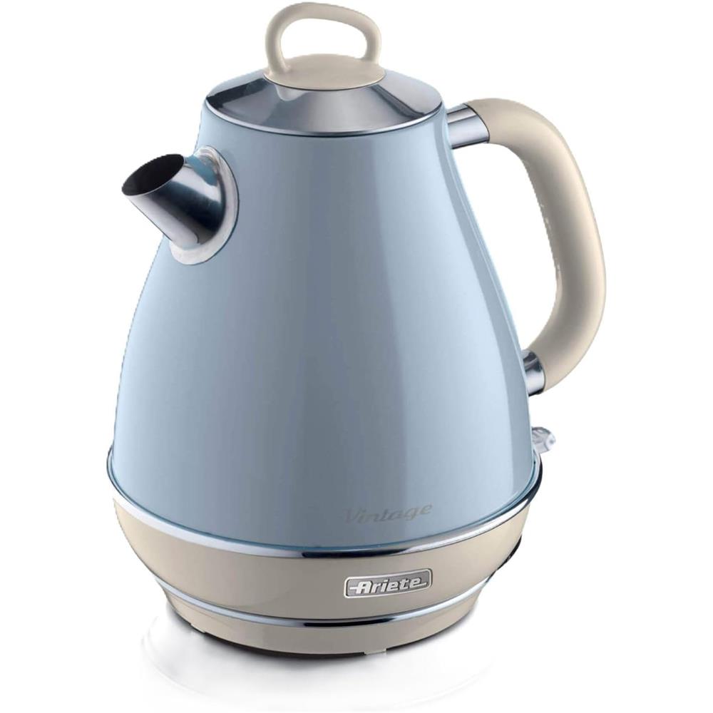 Ariete Vintage Wasserkocher, Blau, 1,7L Edelstahlkessel, 2000W, Elegantes Retro-Design