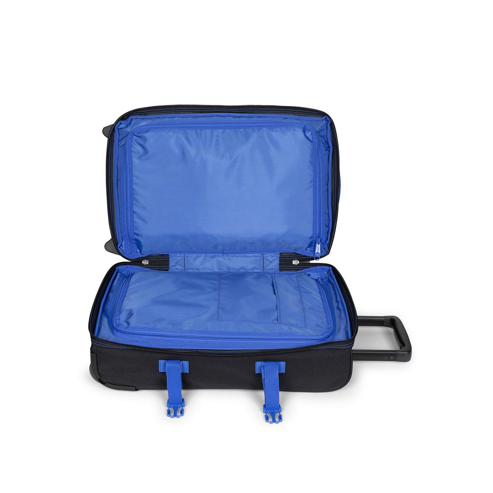 Eastpak TRANVERZ S, Kleiner Reisetrolley, Kontrast Black Blue (blau), 42L, Rollkoffer mit 2 Rädern und TSA-Schloss