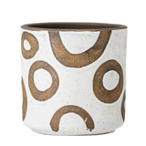 Bloomingville Avo Blumentopf 12 x 12cm Weiß Braun Kringel Terrakotta Übertopf dänisches Design