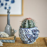 Bloomingville Malina Blumentopf Blau Steingut Landhausstil 17cm