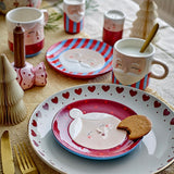 Bloomingville Granny Tasse Rot Steingut 2er Set 280 ml Oma Opa Weihnachtstassen