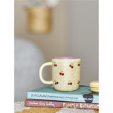 Bloomingville MINI Cherry Tasse, Natur/Rosa, mit Kirschen, Steingut, Kindertasse, dänisches Design
