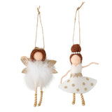 Bloomingville Liuka Baumschmuck, Weiß, Wollengel 2er Set Weihnachtsanhänger
