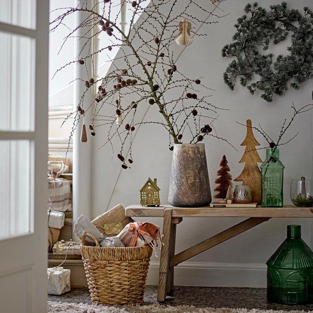 Bloomingville Cedar Kranz, Grün, Weihnachtskranz Kunstkranz mit Frost-Effekt 50 cm