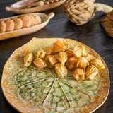 Bloomingville Milani Servierplatte aus Steingut, Grün – großes rundes Tablett