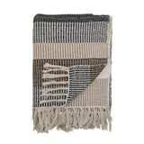 Bloomingville Isnel Wohndecke Braun/Grün 160 x 130 cm mit recycelter Baumwolle mit Fransen