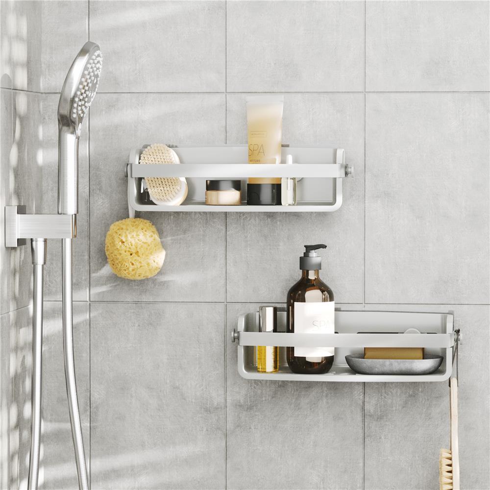 Umbra Flex Duschablage zum Kleben, in Grau, Rostfreies Duschregal, ohne Bohren