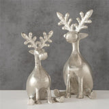 BOLTZE Dekofigur Hirsch Tarnow Silber sitzend 2er Set Weihnachtsdekoration Landhaus Design