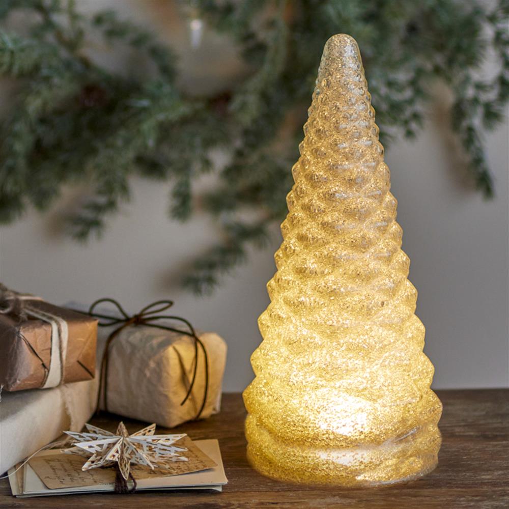 Bloomingville Emilius Deko-Baum, Weiß, Glas Weihnachtsbaum 32,5 cm