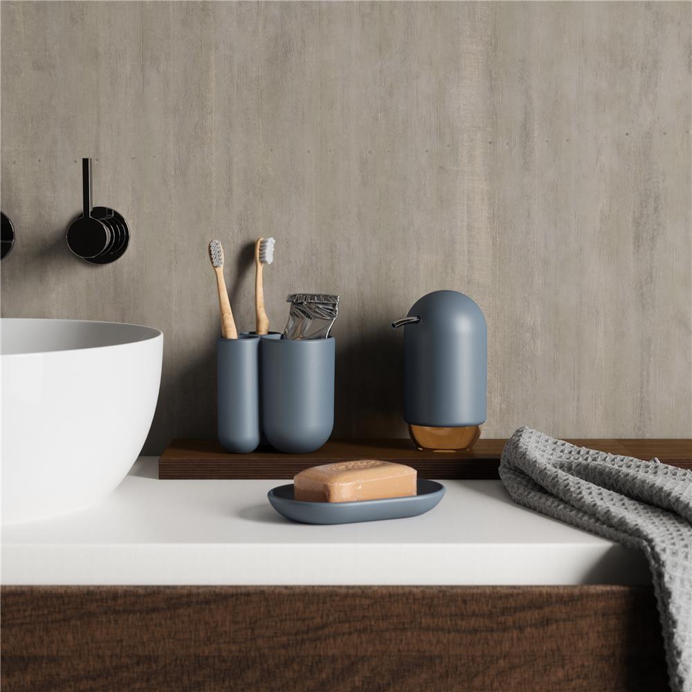 Umbra Touch Seifenschale, ovale Seifenablage mit Soft Touch Finish, in Schieferblau