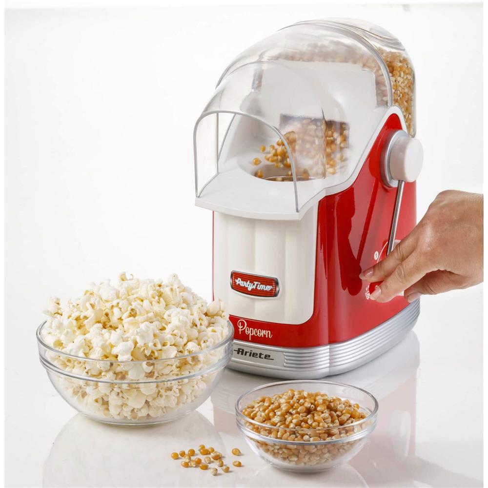Ariete Party Time Popcorn Maker, Rot, Heißluft Popcornmaschine, Retro-Design, 50er Jahre-Stil