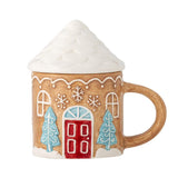 Bloomingville Ginnie Tasse mit Deckel – in Form eines Lebkuchenhauses, Weihnachten, dänisches Design