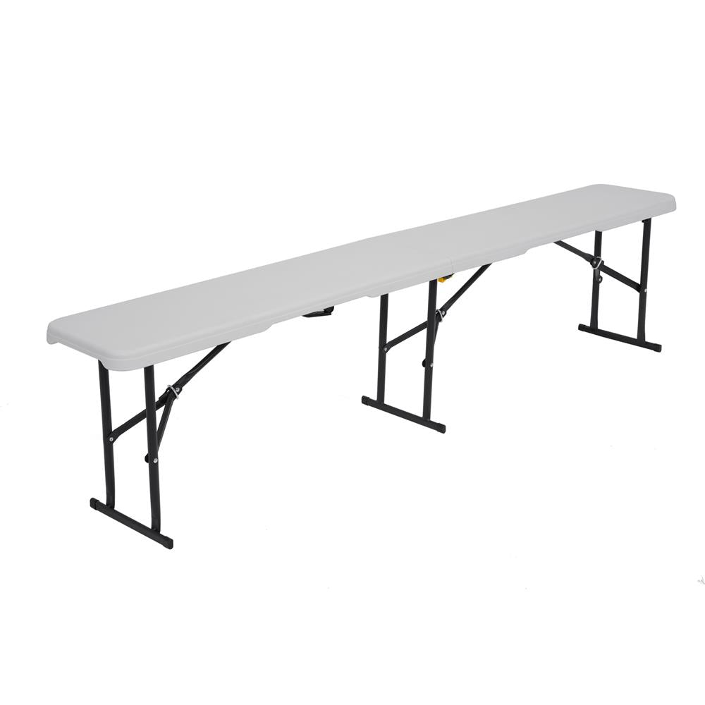 NILS CAMP Klappbank 180 cm Weiß für Garten Camping Events faltbare Sitzbank Outdoor